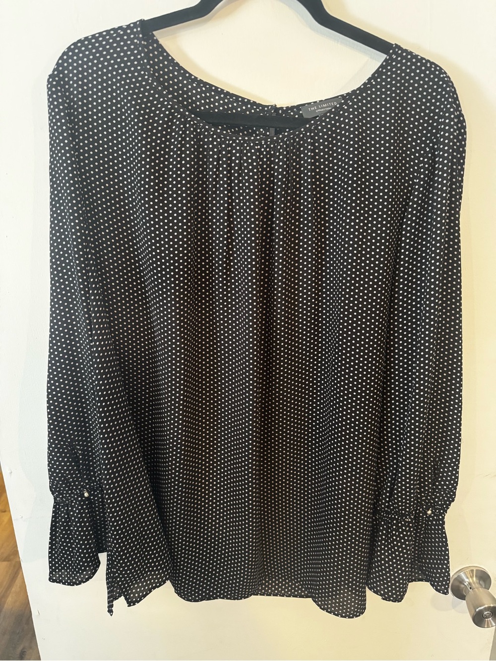 The Limited Collection Black and White Polka Dot Long Sleeve Blouse - EUC
